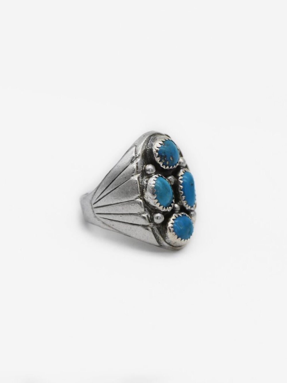 Native American Navajo Turquoise Nugget Cluster Ring